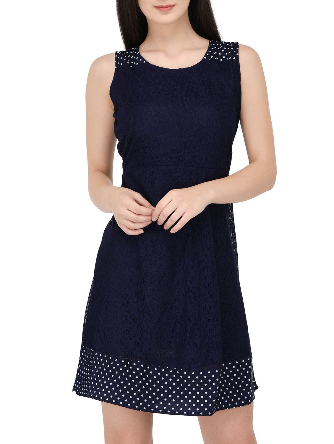 blue poly crepe shift dress - 14529322 - Zoom Image - 1