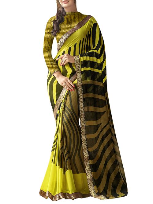 light green printed saree with blouse - 14529384 - Very Small Image - 1