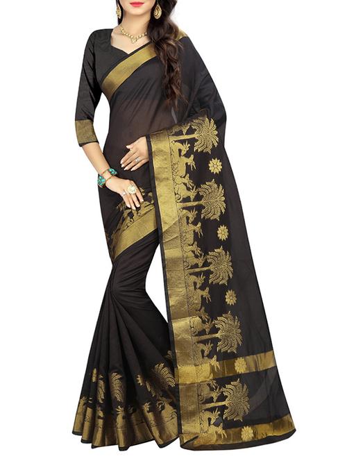 black poly silk woven saree - 14529385 - Very Small Image - 1