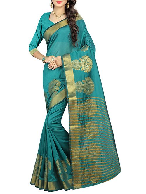 green poly silk woven saree - 14529387 - Very Small Image - 1