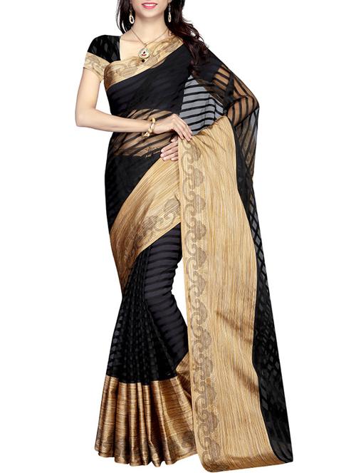 black woven saree - 14529392 - Very Small Image - 1