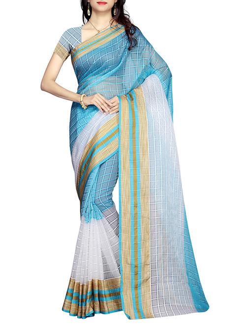 sky blue woven saree - 14529393 - Very Small Image - 1