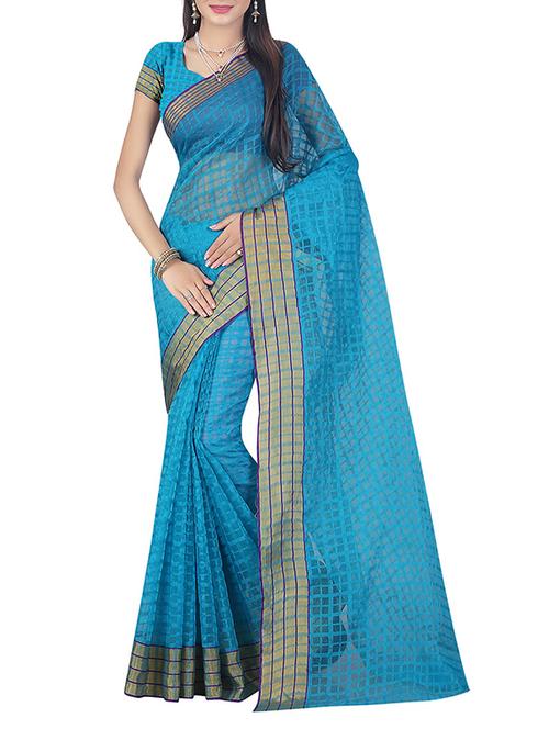sky blue woven saree - 14529396 - Very Small Image - 1