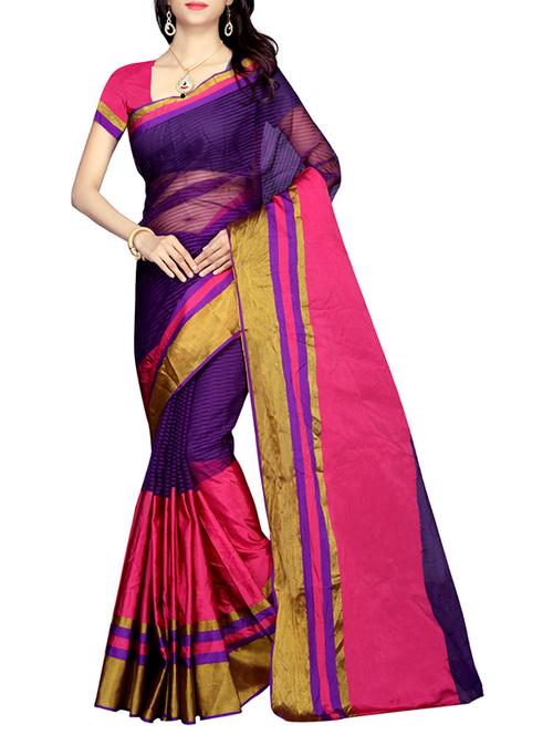 purple woven saree - 14529401 - Very Small Image - 1