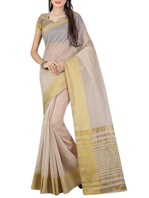 cream cotton woven saree - 14529411 - Very Small Image - 1