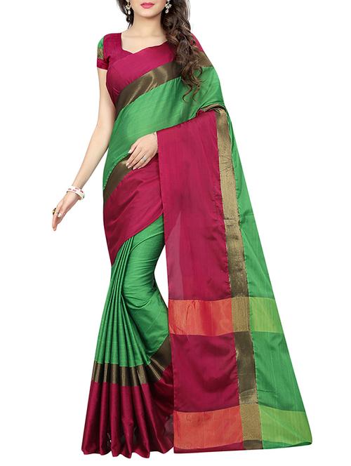 green cotton woven saree - 14529428 - Very Small Image - 1