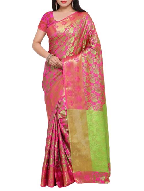 pink banarasi saree - 14529429 - Very Small Image - 1