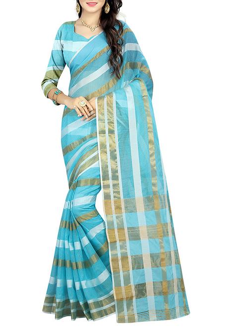 sky blue woven saree - 14529436 - Very Small Image - 1