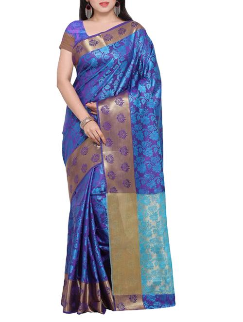 blue woven saree - 14529441 - Very Small Image - 1