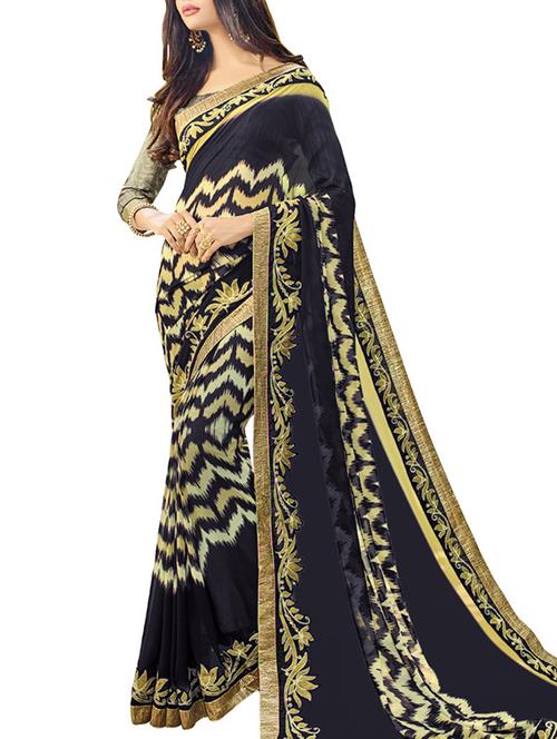 black georgette printed saree - 14529450 - Very Small Image - 1