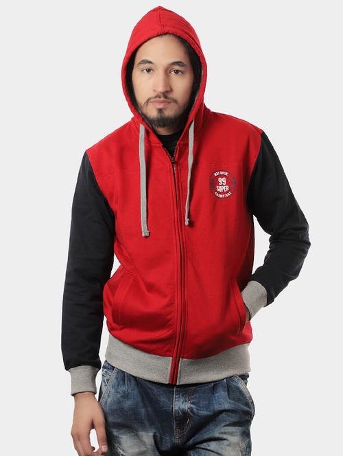 red fleece color block sweatshirt - 14529478 - Very Small Image - 1