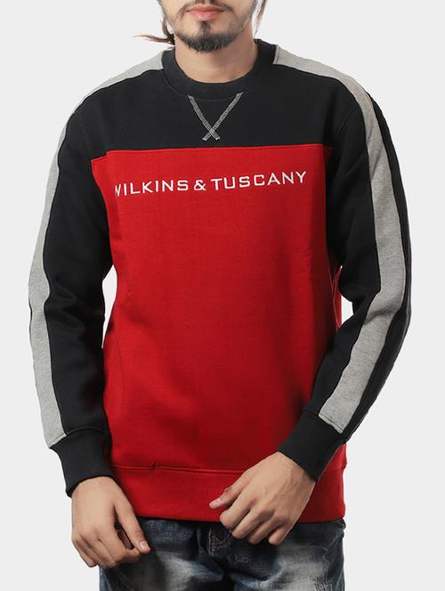 red fleece color block sweatshirt - 14529508 - Very Small Image - 1