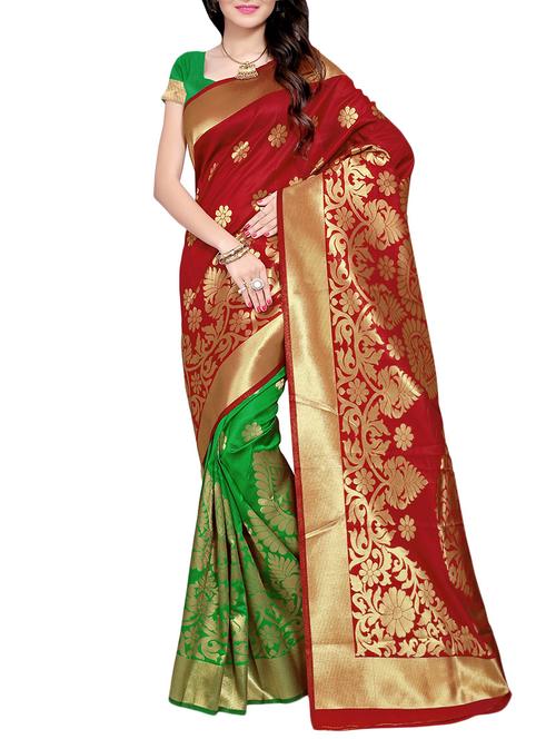 red art silk woven saree with blouse - 14529572 - Very Small Image - 1