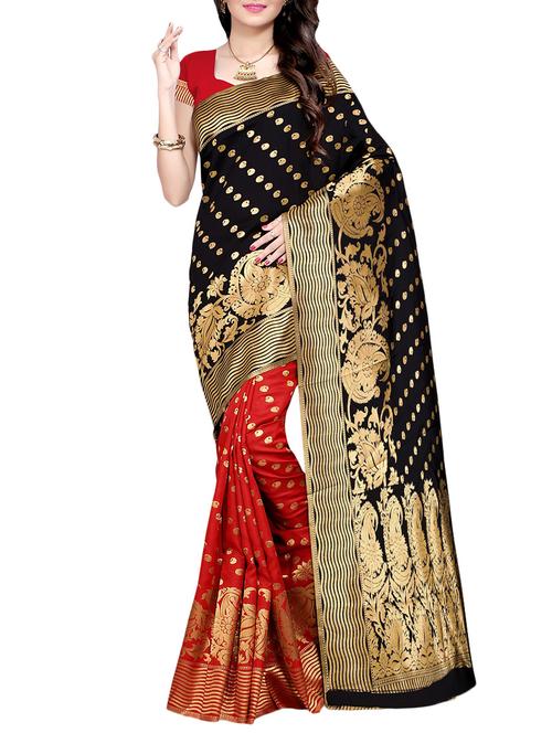 black art silk woven saree with blouse - 14529578 - Very Small Image - 1