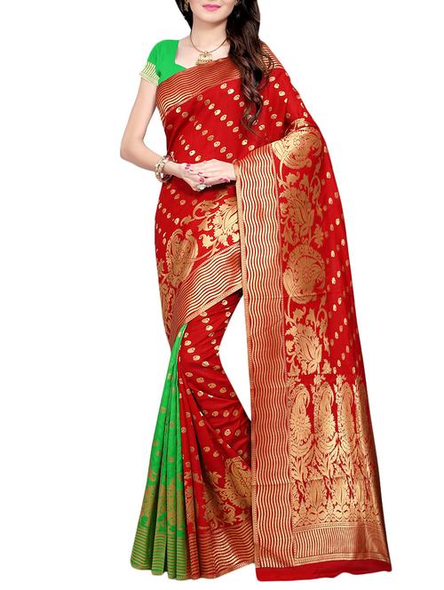 red art silk woven saree with blouse - 14529584 - Very Small Image - 1