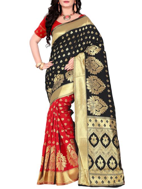 black art silk woven saree with blouse - 14529590 - Very Small Image - 1