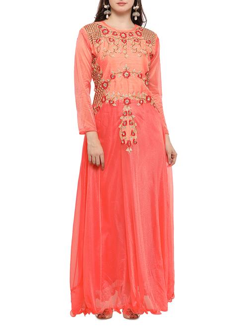 pink nylon fit & flare gown - 14529609 - Very Small Image - 1