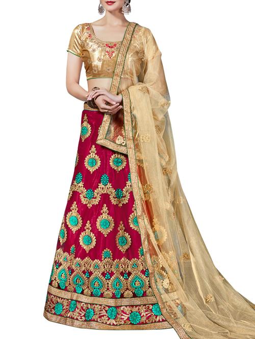 Aasvaa A-Line Red Net Lehenga Choli - 14529673 - Very Small Image - 1
