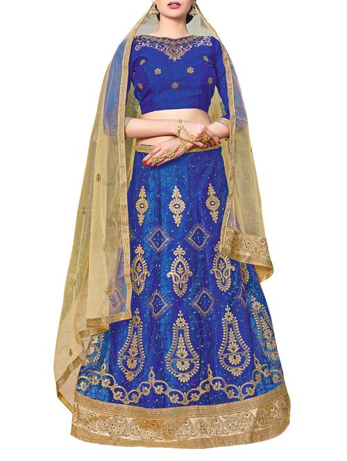 Aasvaa A-Line Blue Net Lehenga Choli - 14529682 - Very Small Image - 1