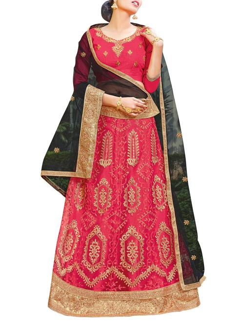 Aasvaa A-Line Pink Net Lehenga Choli - 14529685 - Very Small Image - 1