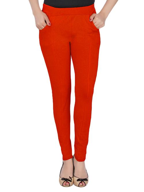 red cotton lycra jeggings - 14529695 - Standard Image - 1