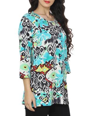 blue printed tunic - 14529830 - Standard Image - 2