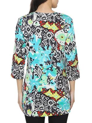 blue printed tunic - 14529830 - Standard Image - 3