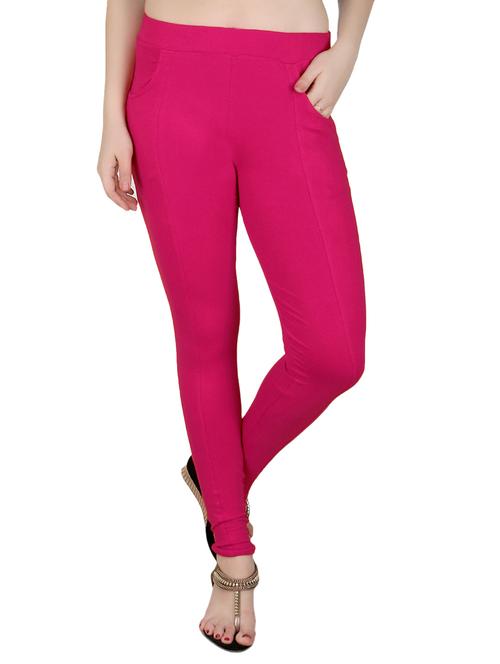 pink cotton lycra jeggings - 14529899 - Standard Image - 1