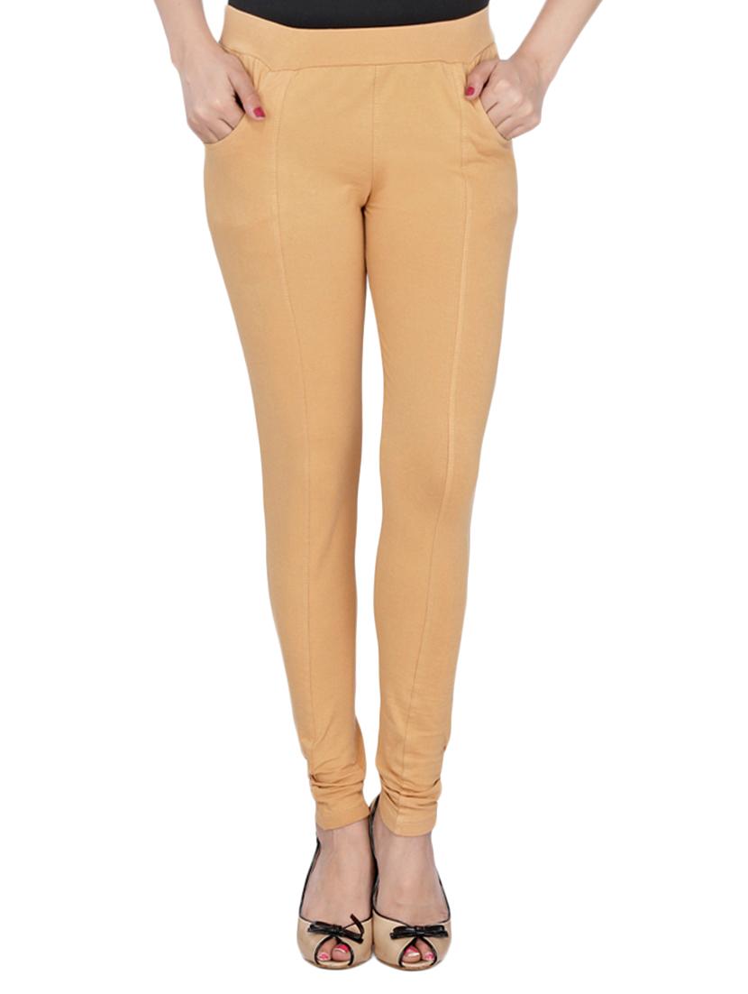 beige cotton lycra jeggings - 14529900 - Zoom Image - 1