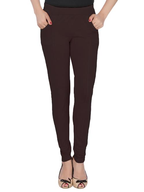 brown cotton lycra jeggings - 14529963 - Standard Image - 1