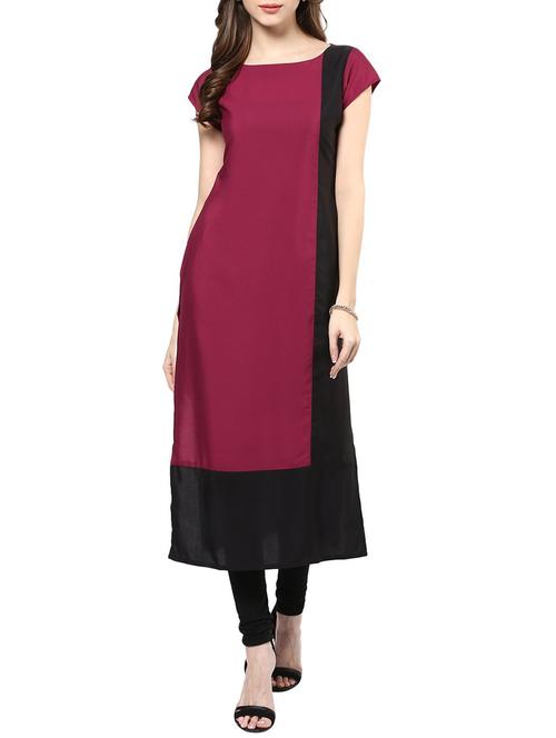 magenta crepe straight kurta - 14529969 - Very Small Image - 1