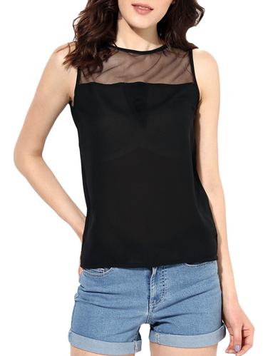black crepe straight top - 14529978 - Very Small Image - 1