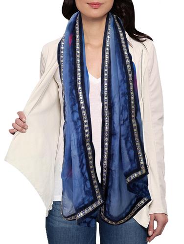 blue pure silk stole - 14530183 - Very Small Image - 1