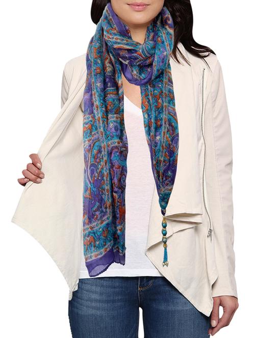 blue pure silk stole - 14530184 - Very Small Image - 1
