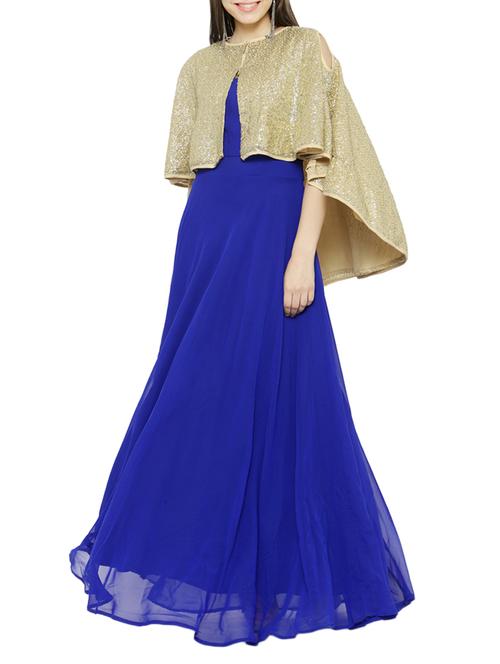 blue poly georgette dress - 14530202 - Standard Image - 1
