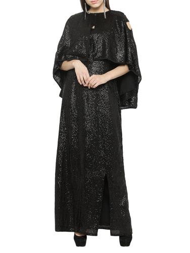black poly georgette dress - 14530209 - Very Small Image - 1