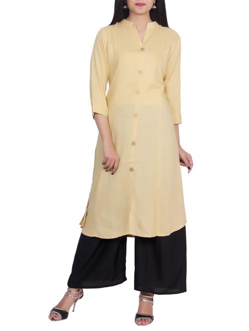 beige rayon straight kurta - 14530266 - Standard Image - 1