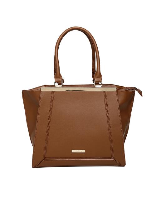 brown leatherette regular handbag - 14530332 - Standard Image - 1