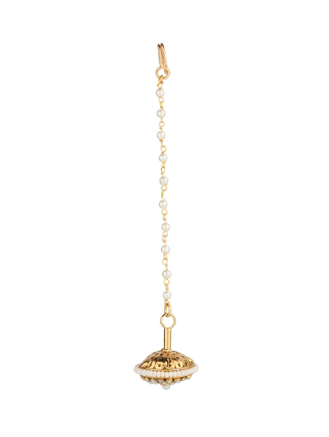 golden brass maang teeka - 14531231 - Zoom Image - 1