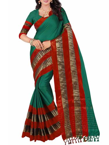 green bordered saree with blouse - 14531429 - Very Small Image - 1