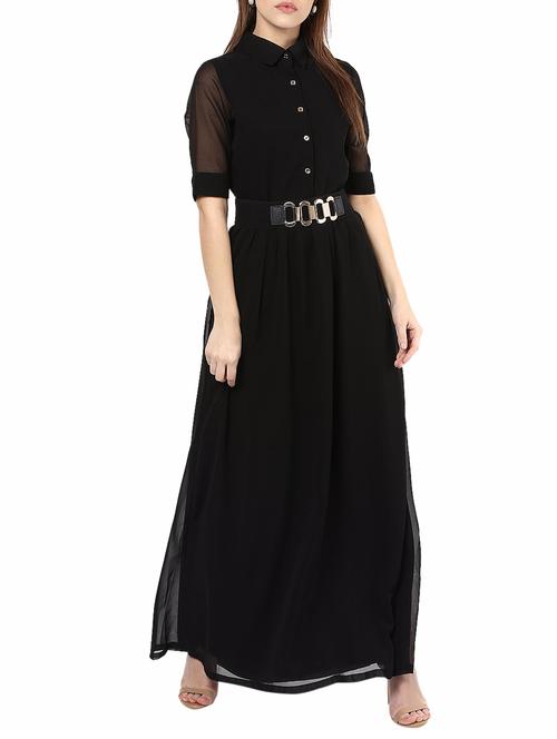 black belted maxi dress - 14531453 - Standard Image - 1