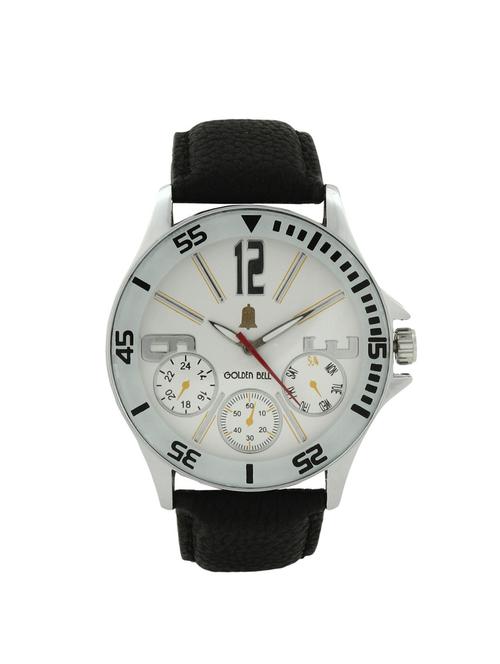 Golden Bell White Dial Black Strap Analog Wrist Watch for Men - GB-0020 - 14531504 - Very Small Image - 1