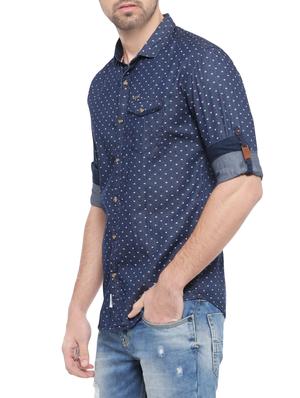 navy blue printed casual shirt - 14531665 - Standard Image - 2