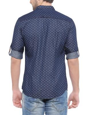 navy blue printed casual shirt - 14531665 - Standard Image - 3