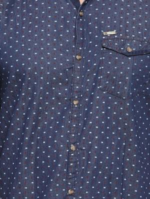 navy blue printed casual shirt - 14531665 - Standard Image - 4