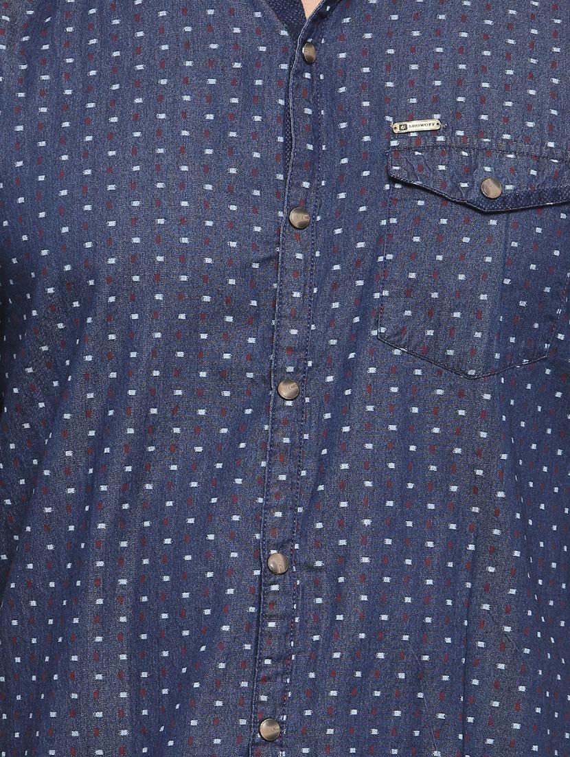 navy blue printed casual shirt - 14531665 - Zoom Image - 4
