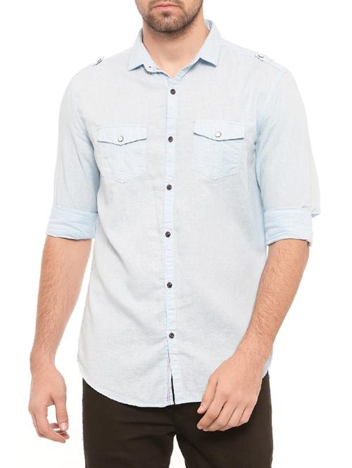 light blue linen casual shirt - 14531667 - Very Small Image - 1