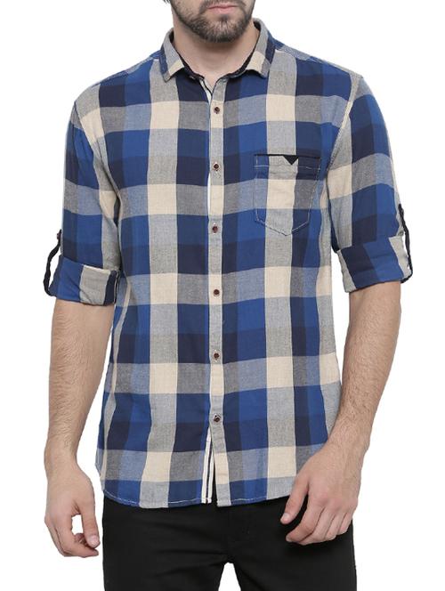 blue cotton casual shirt - 14531672 - Standard Image - 1