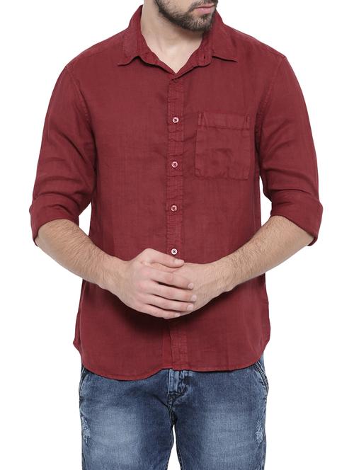 red linen casual shirt - 14531688 - Very Small Image - 1