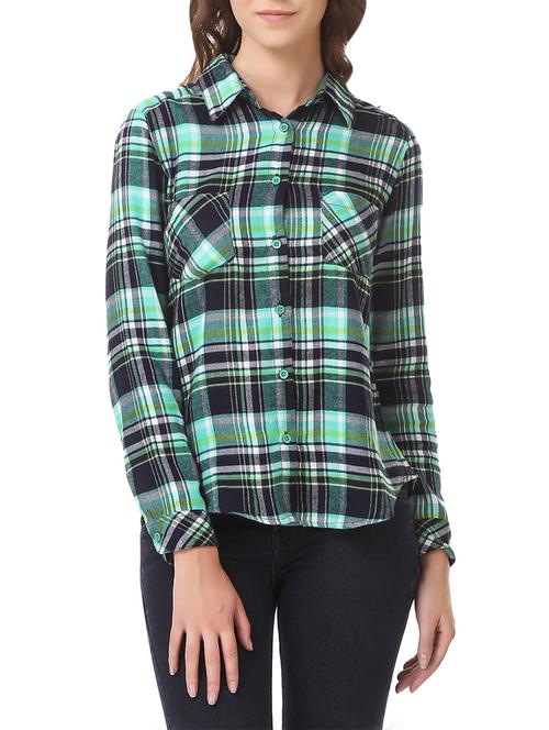 green checkered rayon shirt - 14531696 - Standard Image - 1